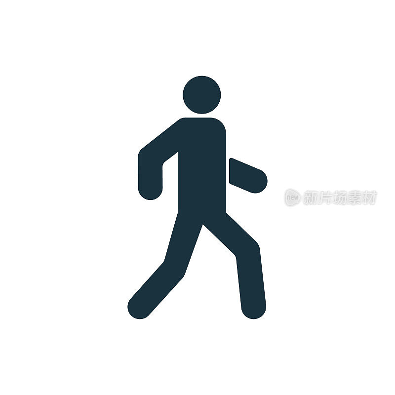 男子步行方式剪影黑色图标。Person Run Glyph Pictogram。行人在街道指示牌上行走。人行道的人的象征。路上的沃克人类。运动员锻炼。孤立的矢量图